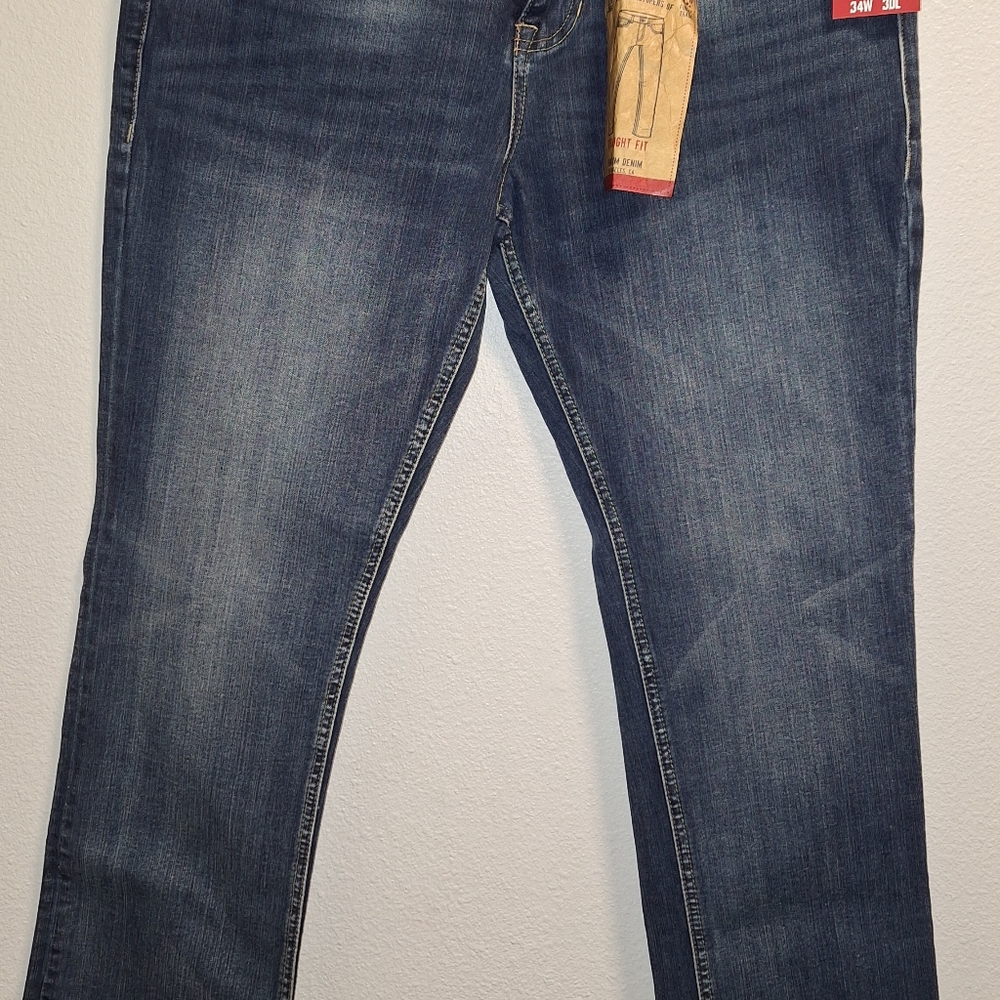 Seven7 size 34 x 30 straight leg blue jeans